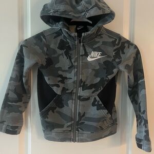Nike Gray and Black Camo Hoodie Sweatshirt